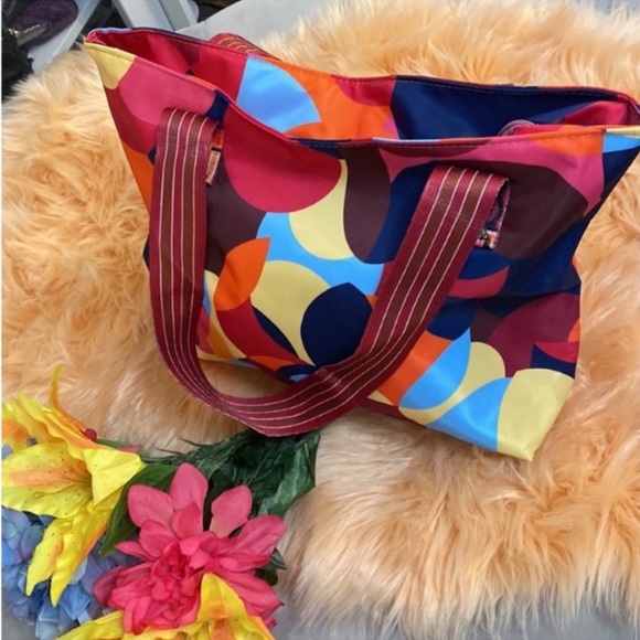 Geometric Multi Color Shoulder Handbag With Guitar Strap NEW! - Picture 3 of 5